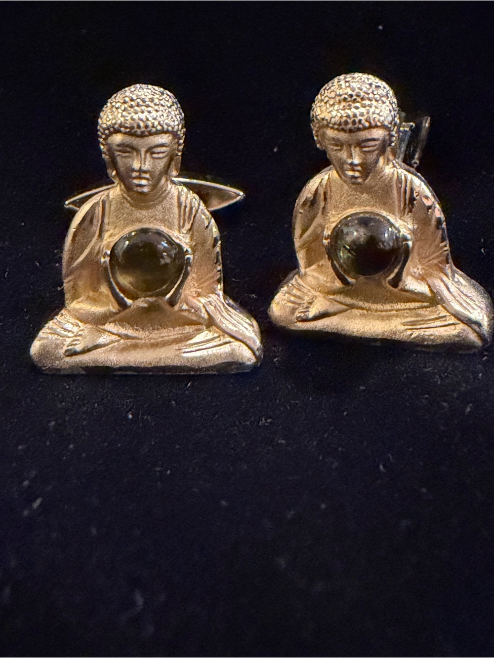 Rare Vintage SWANK Buddha Cabochon Figural Cufflinks